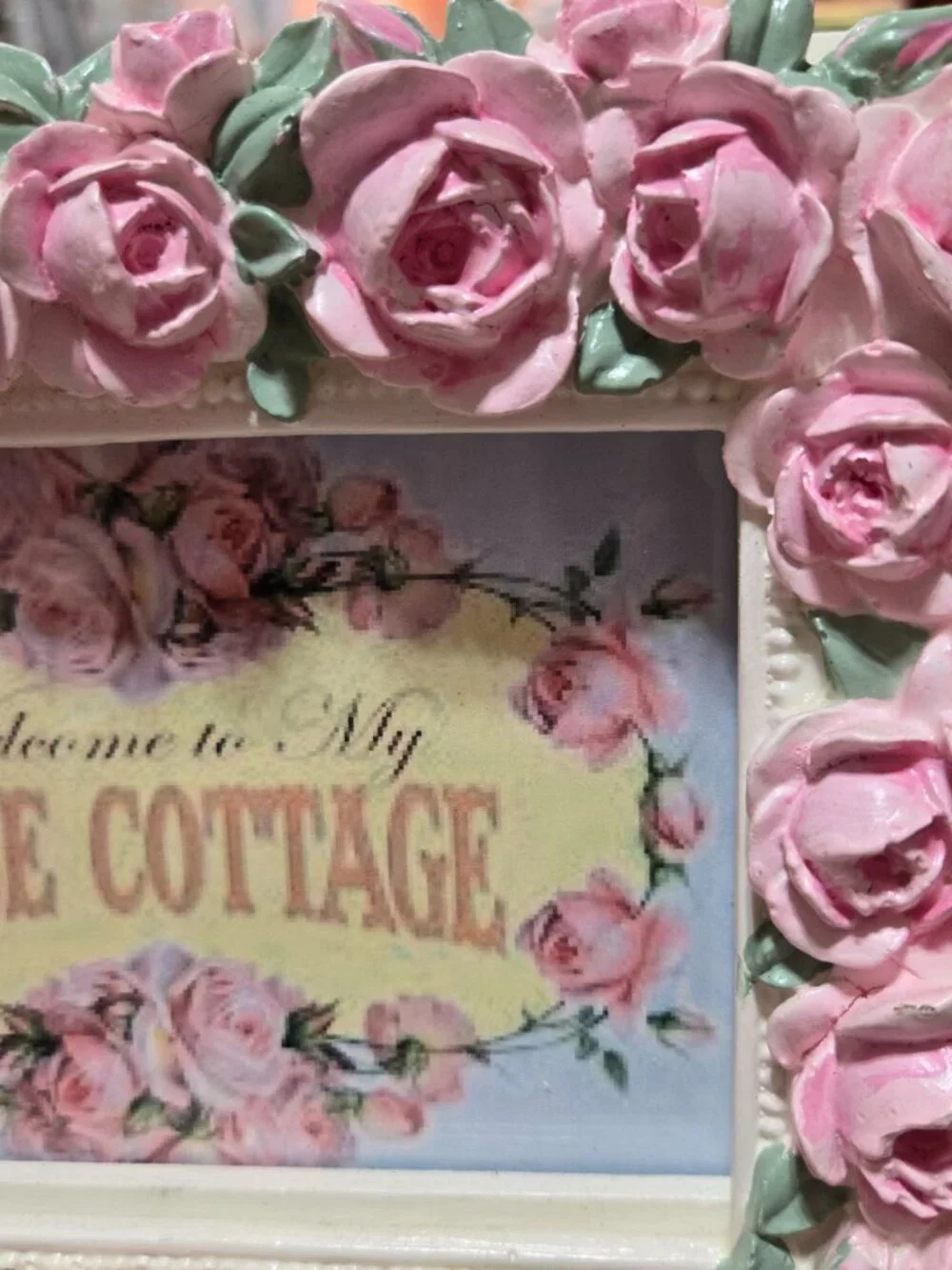 Romantic Cottagecore Pink Roses Picture Frame Fairycore Victorian Style